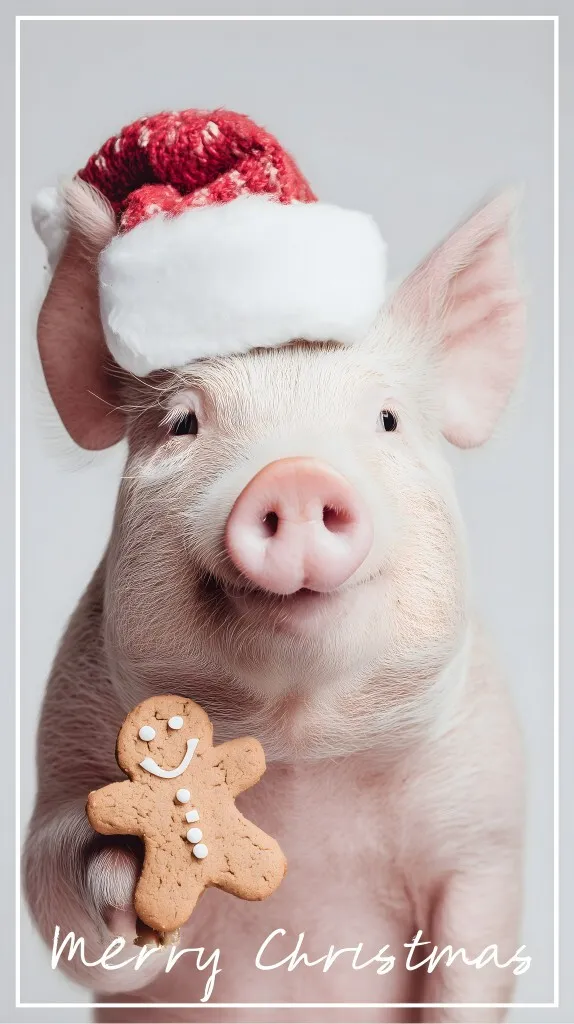 Niedliches Weihnachtsschwein mit Lebkuchen