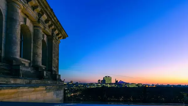 Night view of Berlin and Deutcshe-Bahn building