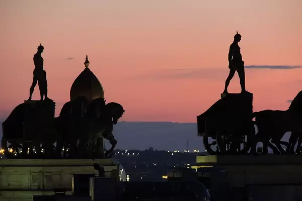 Night view over the city of Madrid, Spain
