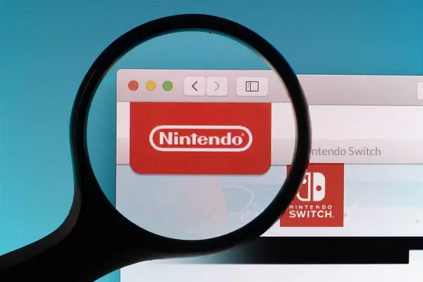 Nintendo logo under magnifying glass