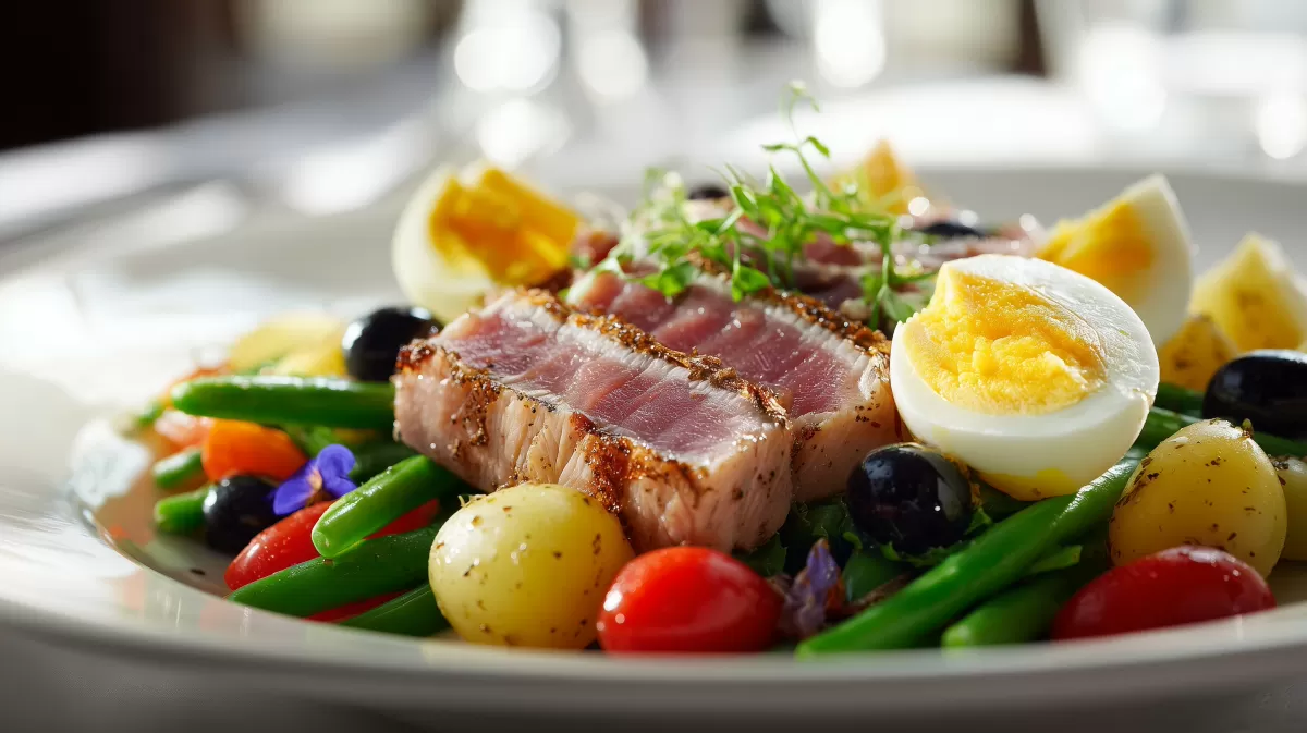 Nizza Salat mit Thunfisch, Ei und grünen Bohnen