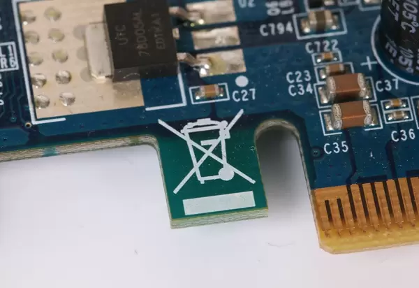No Waste Symbol on computer parts