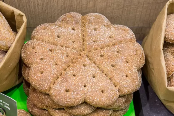 Nordic rye bread to be cut in heart-shaped portions