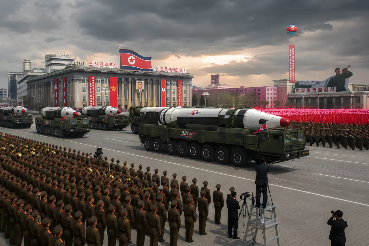 Nordkoreanische Militärparade mit Raketen in Pjöngjang