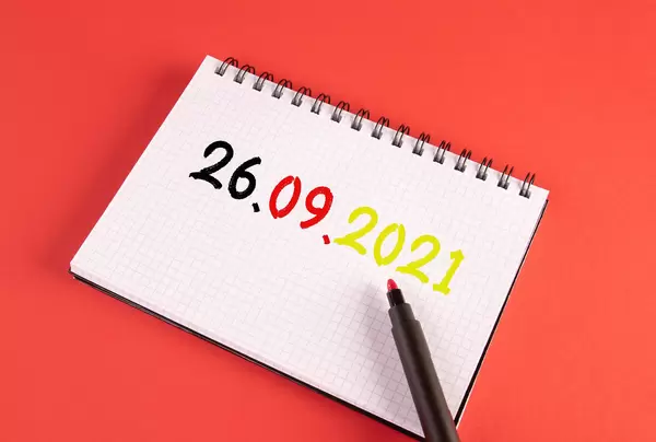 Notebook with 26.9.2021 Germany Federal Election date