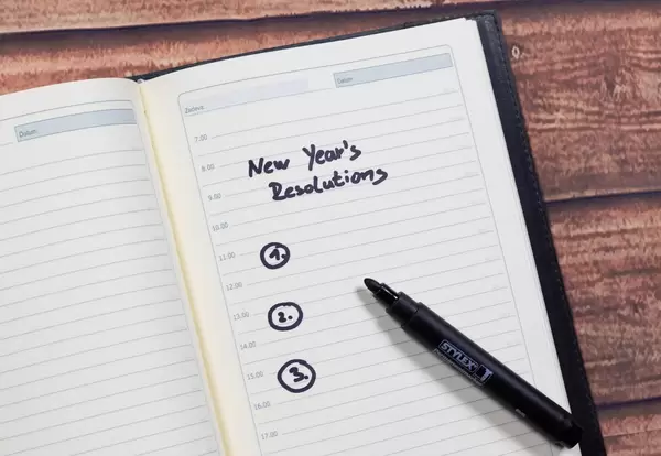 Notebook with New's Year resolutions