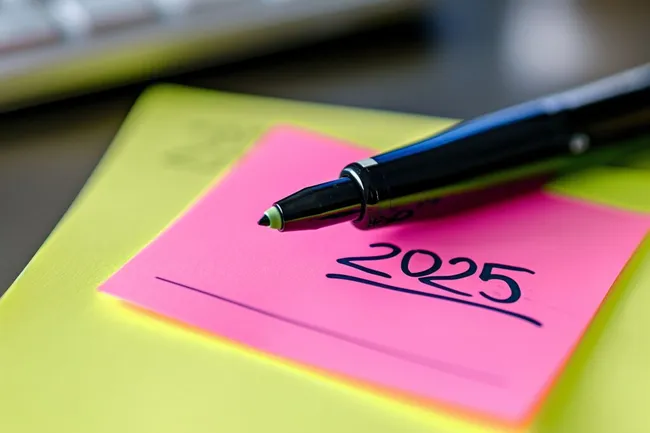 Notizblock mit Plan für das Jahr 2025