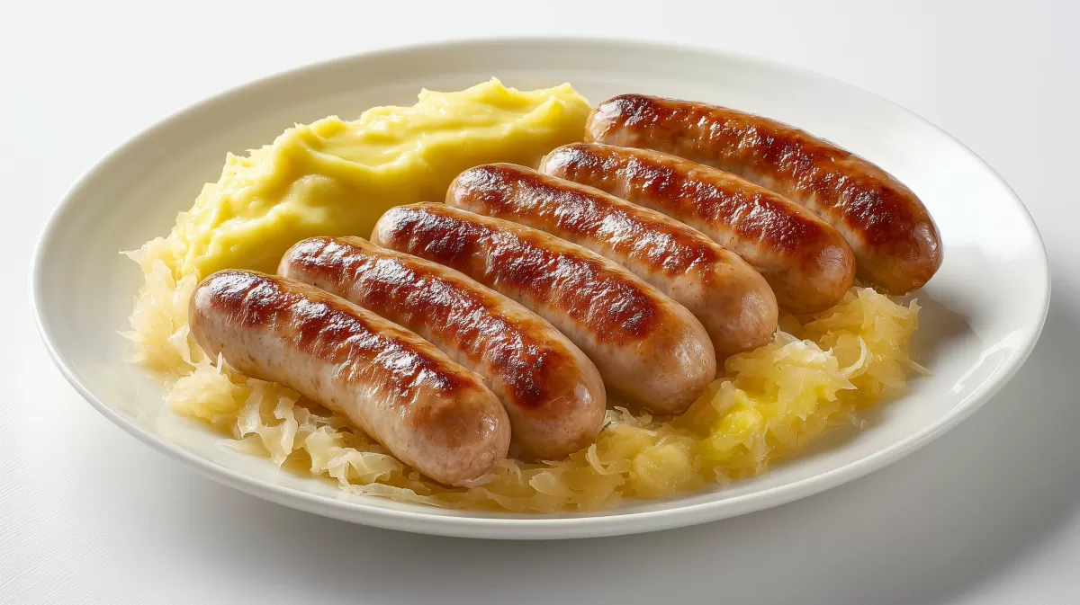 Nürnberger Bratwurst mit Sauerkraut photoreali