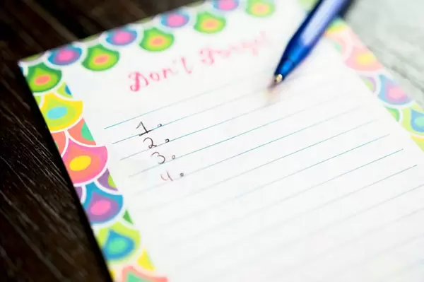 Nummerierte Liste in einem Notizblock