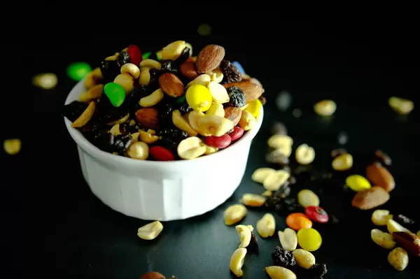 Nut mix on a white bowl  Flip 2019