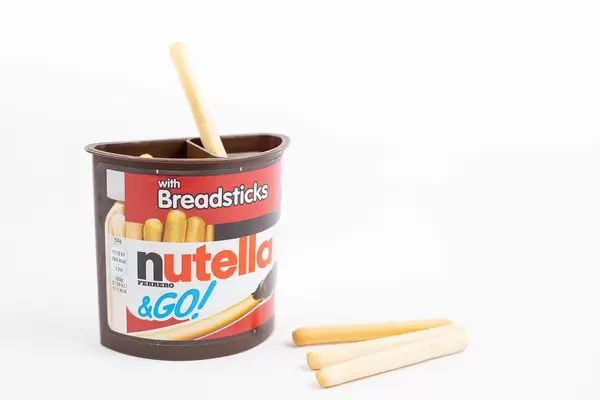 Nutella Sticks with sticks on the white table