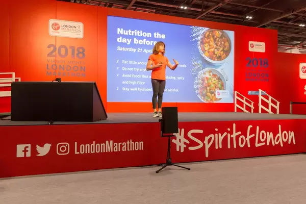 Nutritionist Anita Bean on stage