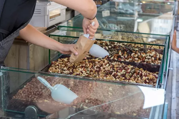 Nuts and dried fruit mix in Regian Supermarkt in Thessaloniki