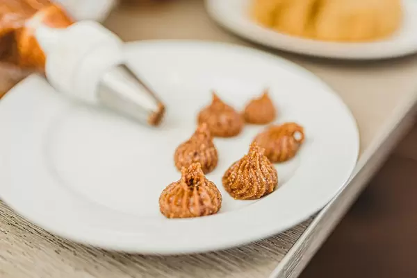 Nuts Cream Filling On White Plate