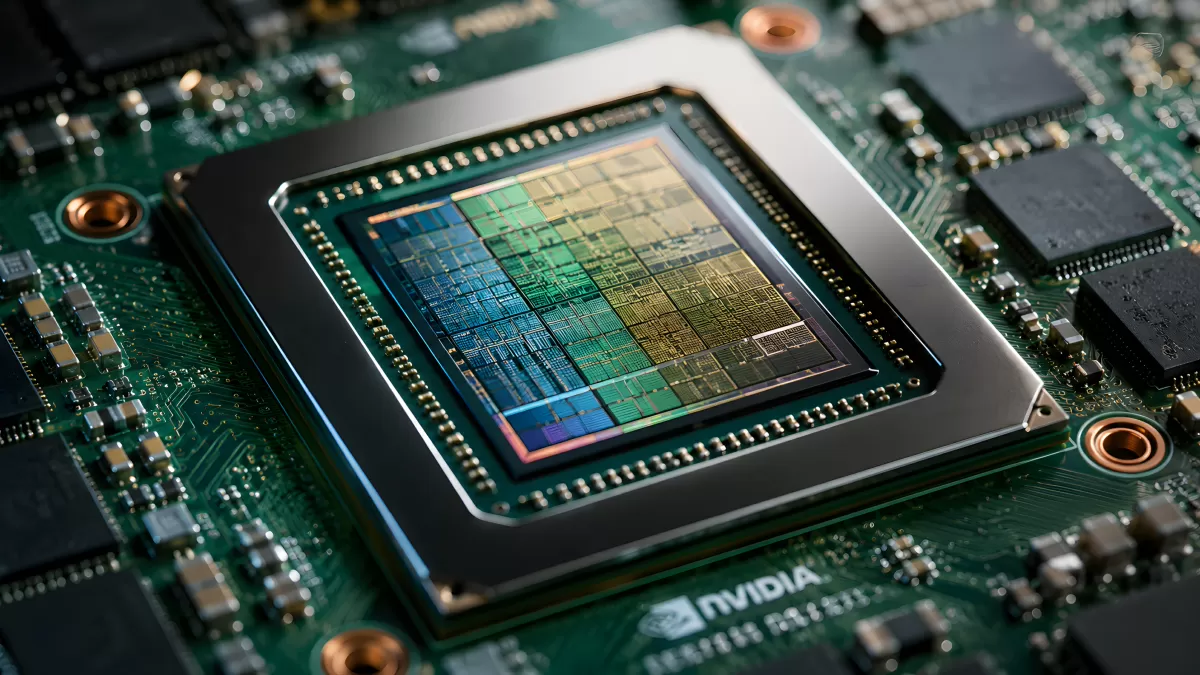 NVIDIA-Grafikchip in Nahaufnahme auf Platine