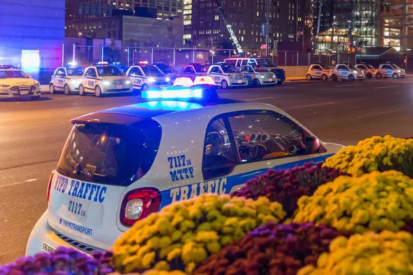 NYPD Traffic car in front of Javic Convention Center