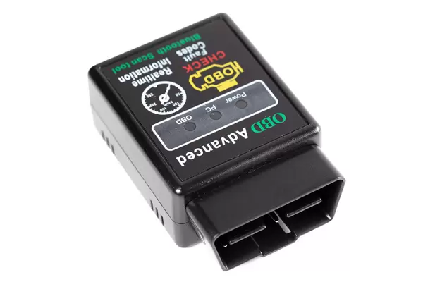 OBD wireless car scanner on white background