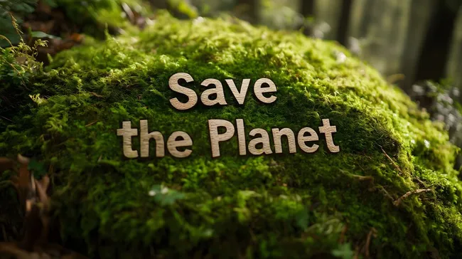 Ökologische Botschaft auf Moos-Boden