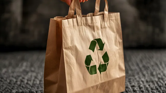 Ökologische Papiertüte mit Recycling-Symbol