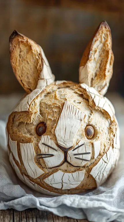Österlicher Hasenkopf-Laib aus knusprigem Brot