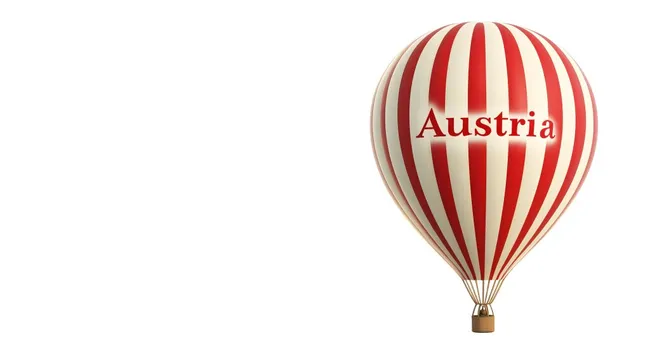 Österreichischer Heißluftballon mit klassischem Streifenmuster