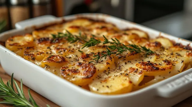 Ofenfrische Kartoffelgratin mit Rosmaringewürz
