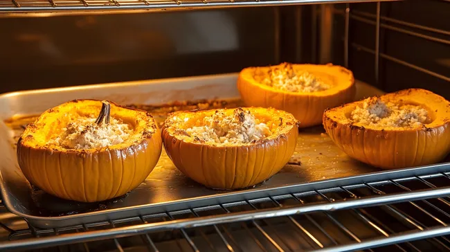 Ofengebackene Kürbisspalten mit Füllung