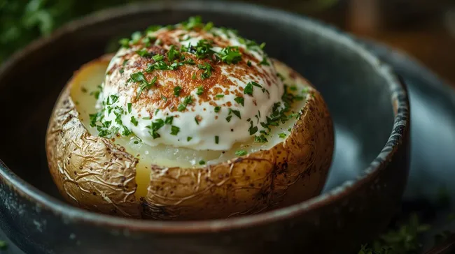 Ofenkartoffel mit Sauerrahm und Kräutern