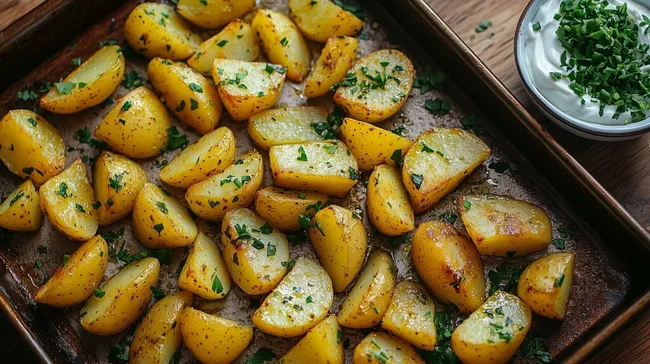 Ofenkartoffeln mit frischen Kräutern und Joghurtdip