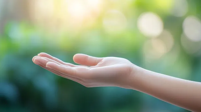 Offene Handfläche mit Platz für Text oder Symbol