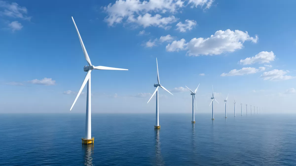 Offshore-Windpark auf ruhiger blauer See