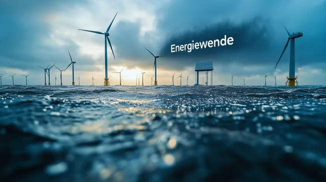 Offshore-Windpark in der Dämmerung