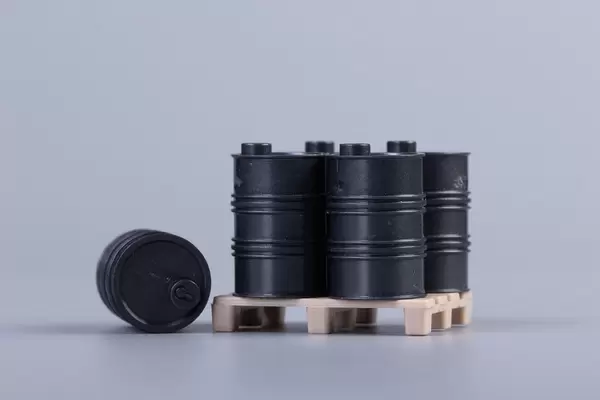 Oil barrels on grey backgound
