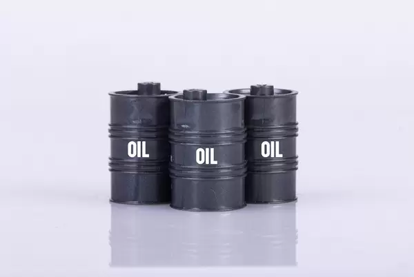 Oil barrels on white background