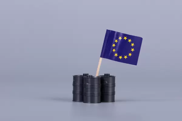 Oil barrels with flag of European Union