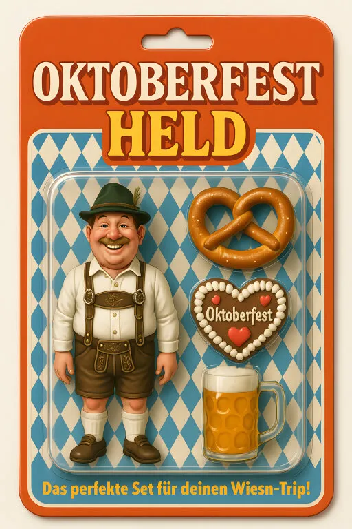 Oktoberfest-Figur mit Brezel, Lebkuchenherz und Bierkrug