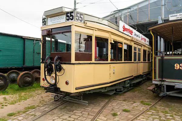 Old Berlin streetcar on route 55 kept in perfect condition