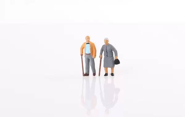 Old couple on white background