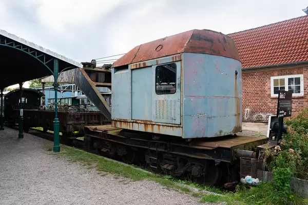 Old German Railroad crane at the exhibition in the retro museum