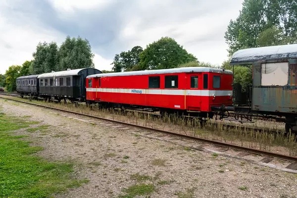 Old German rescue train (Hilfszug) parked at the railway transport museum