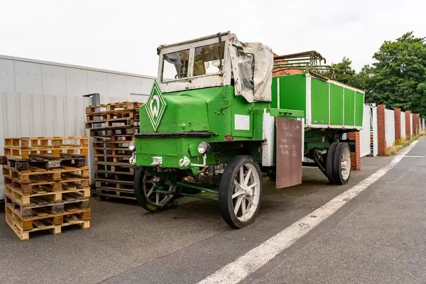 Old German truck used for fish transportation between the port and the city of Bremerhaven