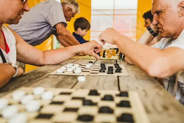 Old Man Playing Multiple Chess Games (Flip 2019)