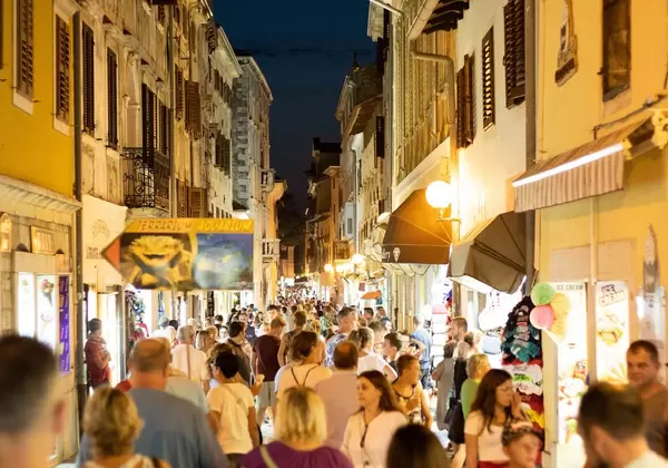 Old town street in Porec, Croatia