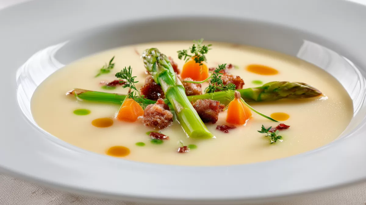 Oldenburger Spargelsuppe mit Spargel und Karotten