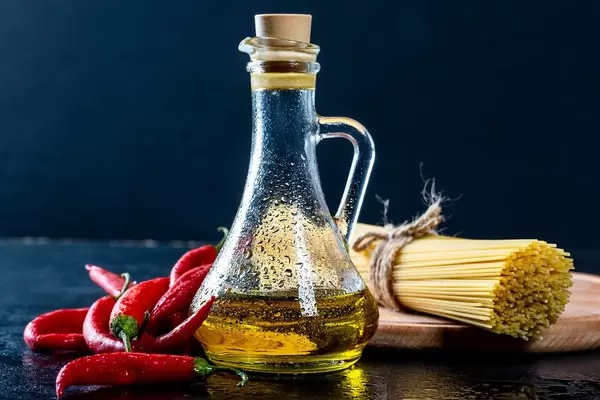 Olive oil with chili and spaghetti
