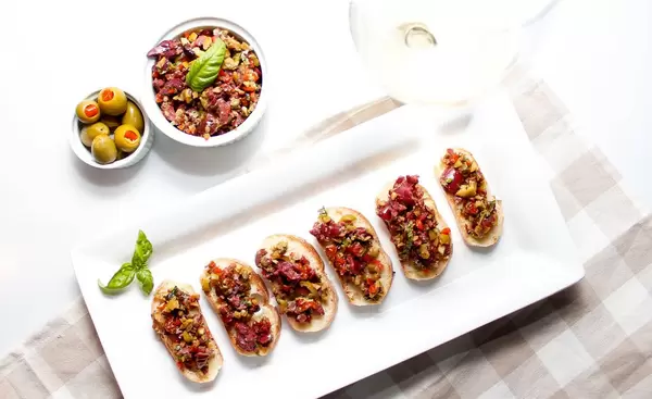 Olive Tapenade on a slice of Bread