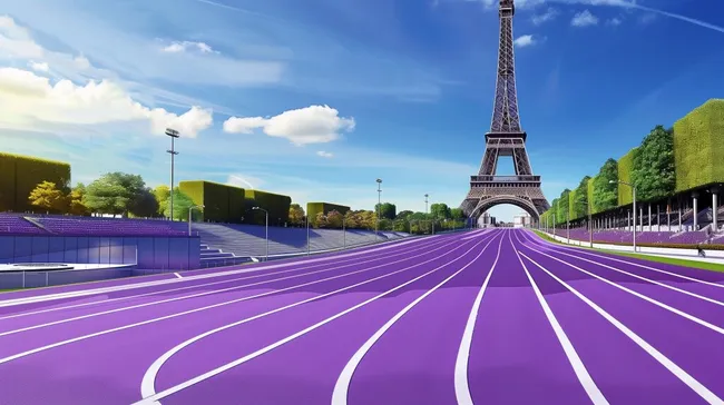 Olympische Lila Laufbahn am Eiffelturm, Paris