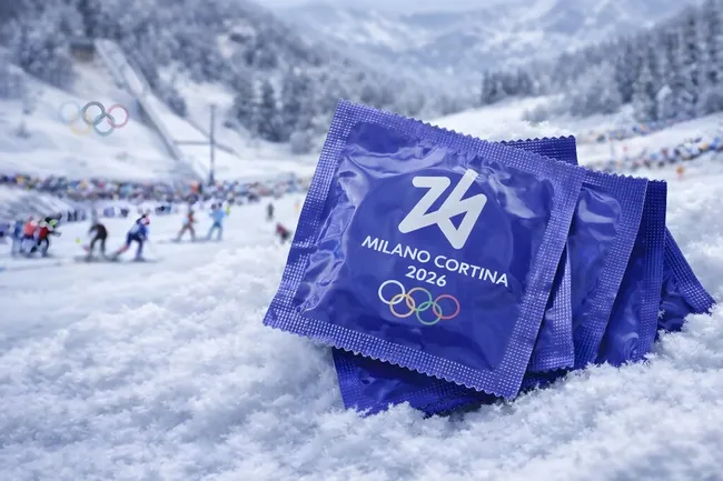 Olympische Ringe im Schnee bei Winterspielen in Mailand und Cortina