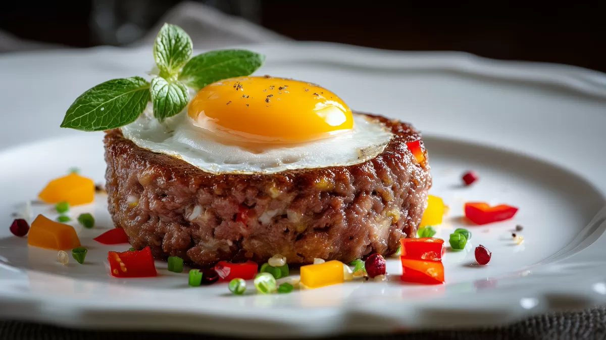 Omas klassische Frikadellen mit Spiegelei und Paprika