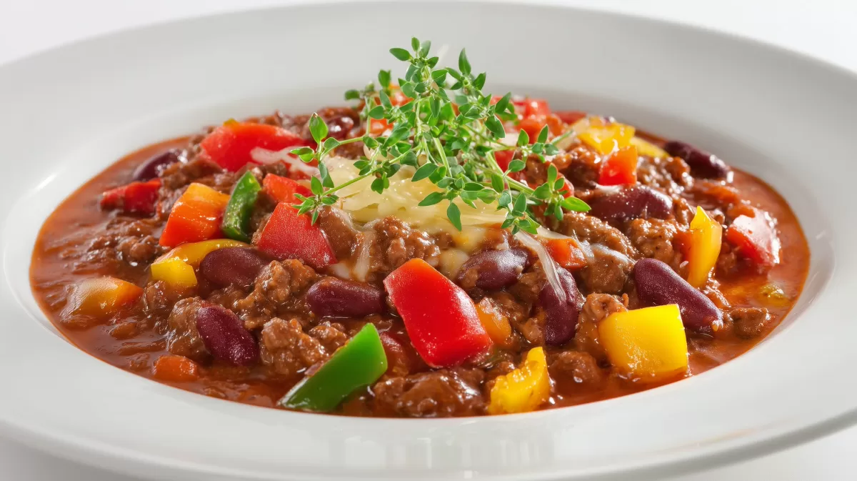 Omas Pizzasuppe mit Hackfleisch und Paprika